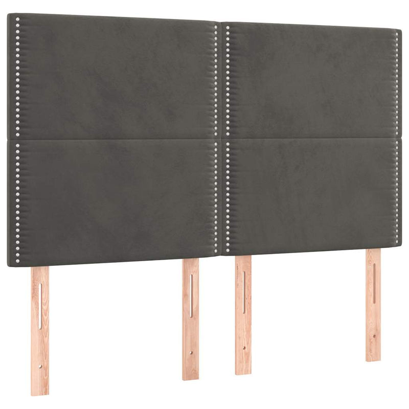 Pat box spring cu saltea, gri închis, 140x200 cm, catifea