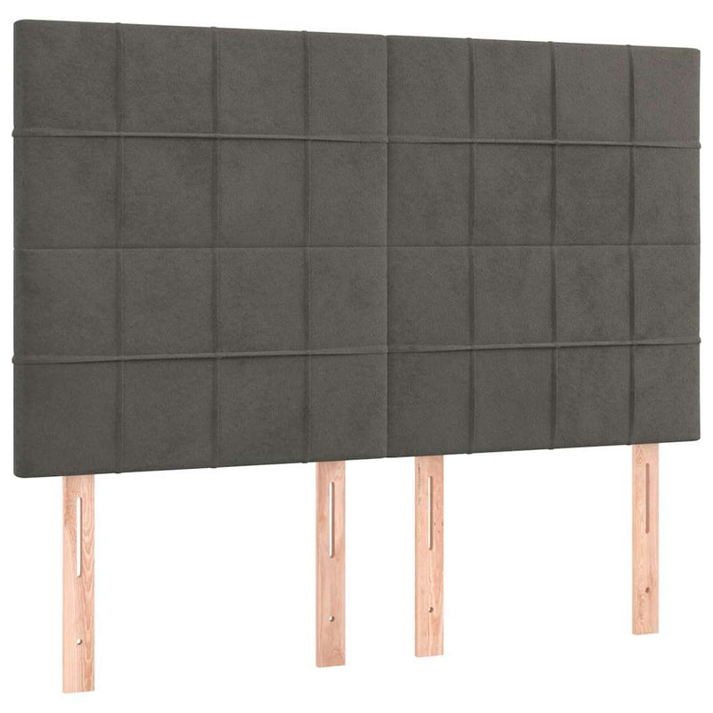 Pat box spring cu saltea, gri închis, 140x190 cm, catifea