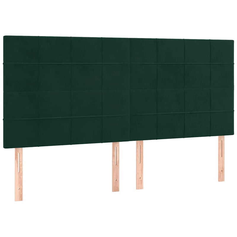 Pat box spring cu saltea, verde închis, 200x200 cm, catifea