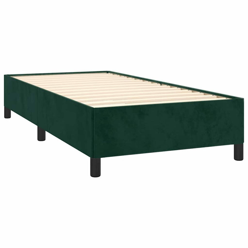 Pat box spring cu saltea, verde închis, 100x200 cm, catifea