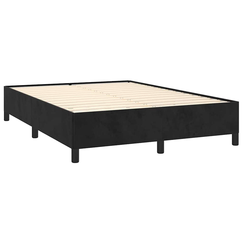 Pat box spring cu saltea, negru, 140x190 cm, catifea