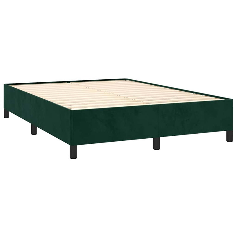 Pat box spring cu saltea, verde închis, 140x190 cm, catifea