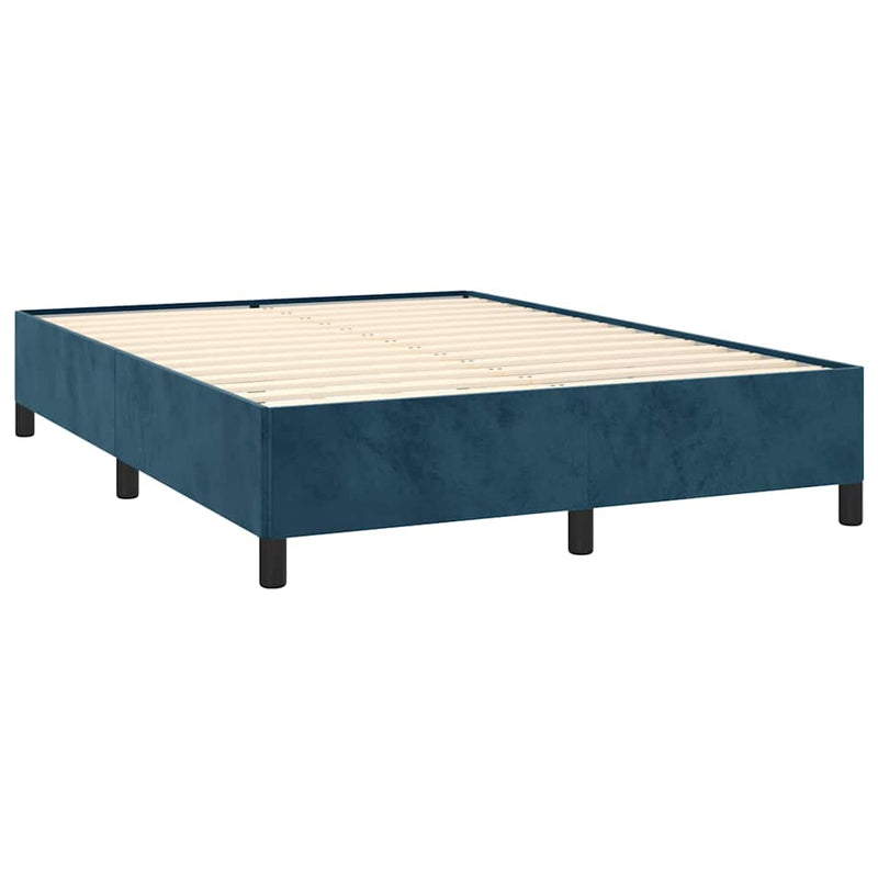 Pat box spring cu saltea, albastru închis, 140x200 cm, catifea