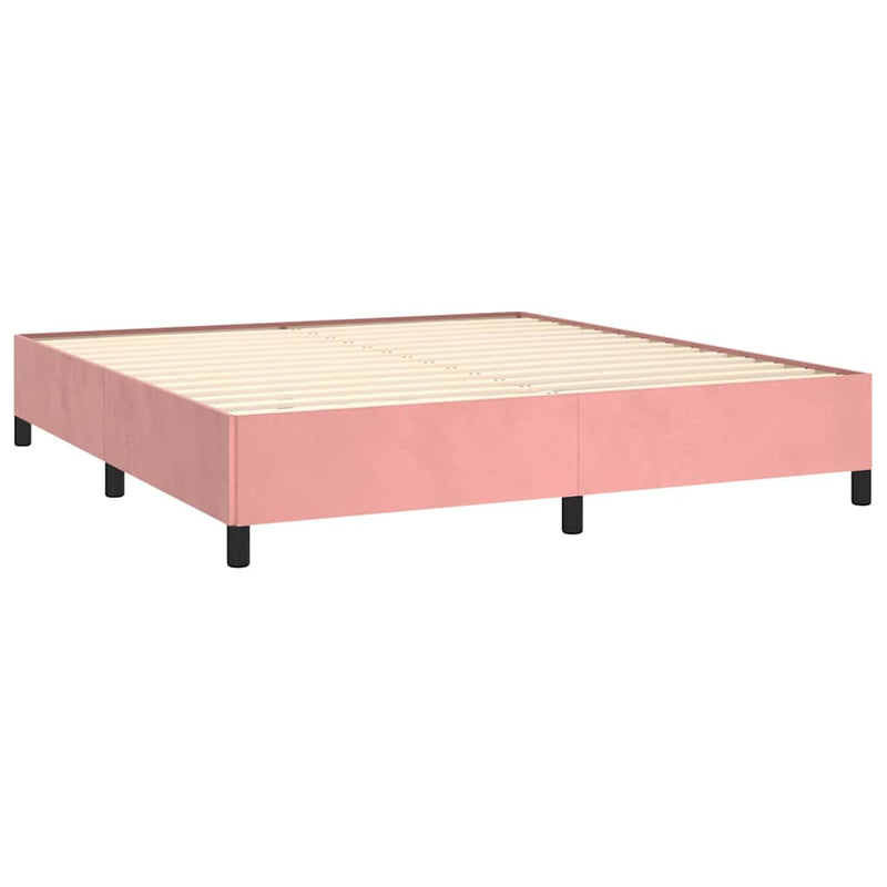 Pat box spring cu saltea, roz, 160x200 cm, catifea