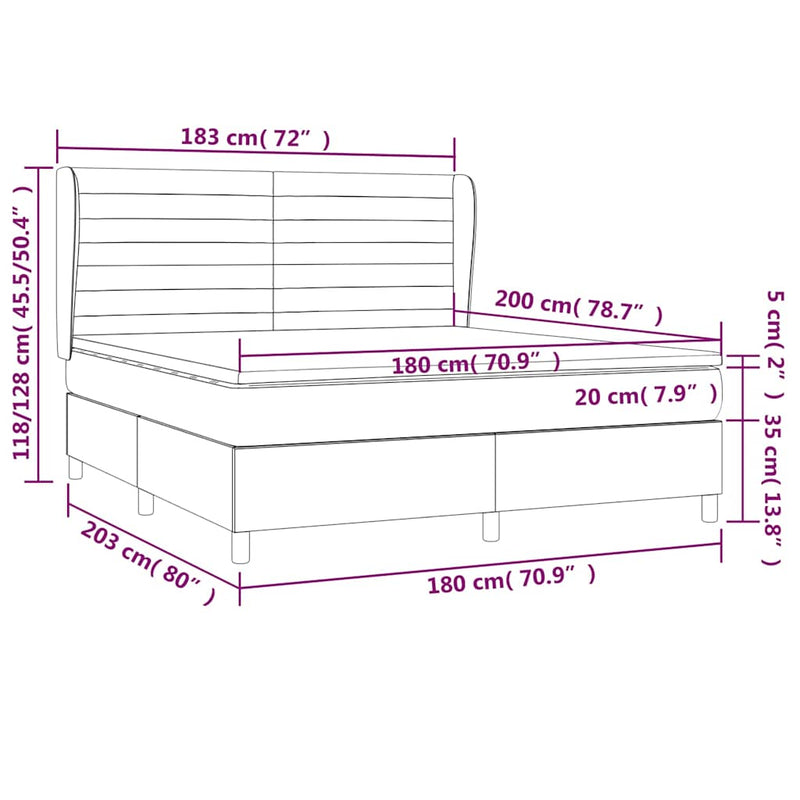 Pat box spring cu saltea, roz, 180x200 cm, catifea
