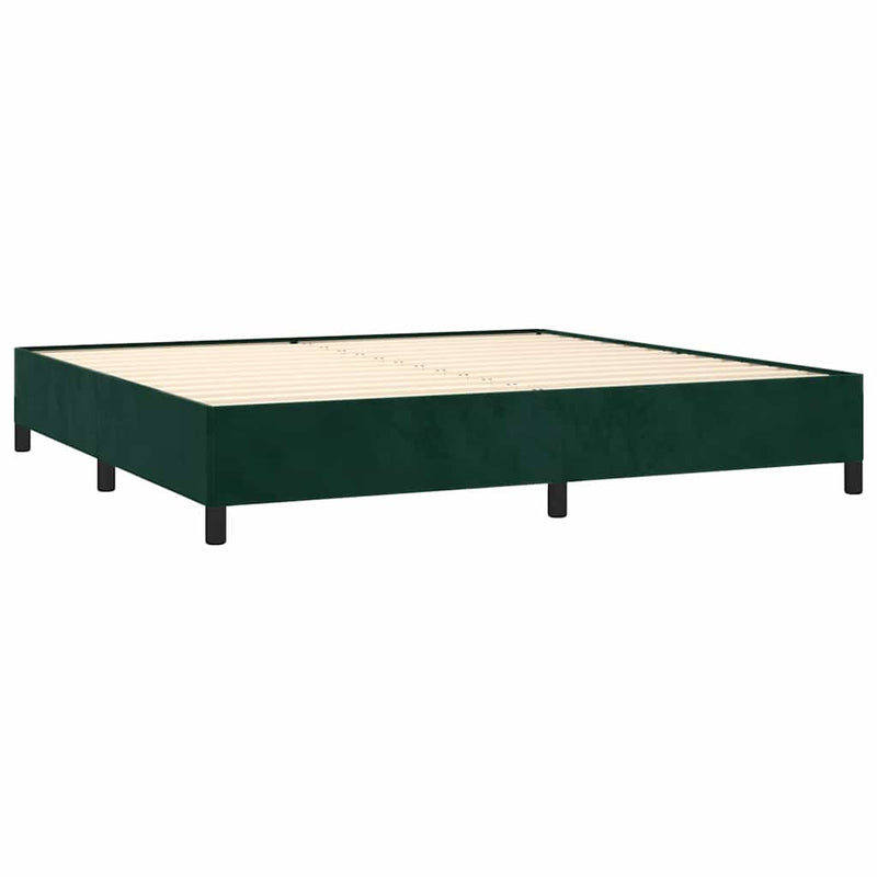 Pat box spring cu saltea, verde închis, 200x200 cm, catifea
