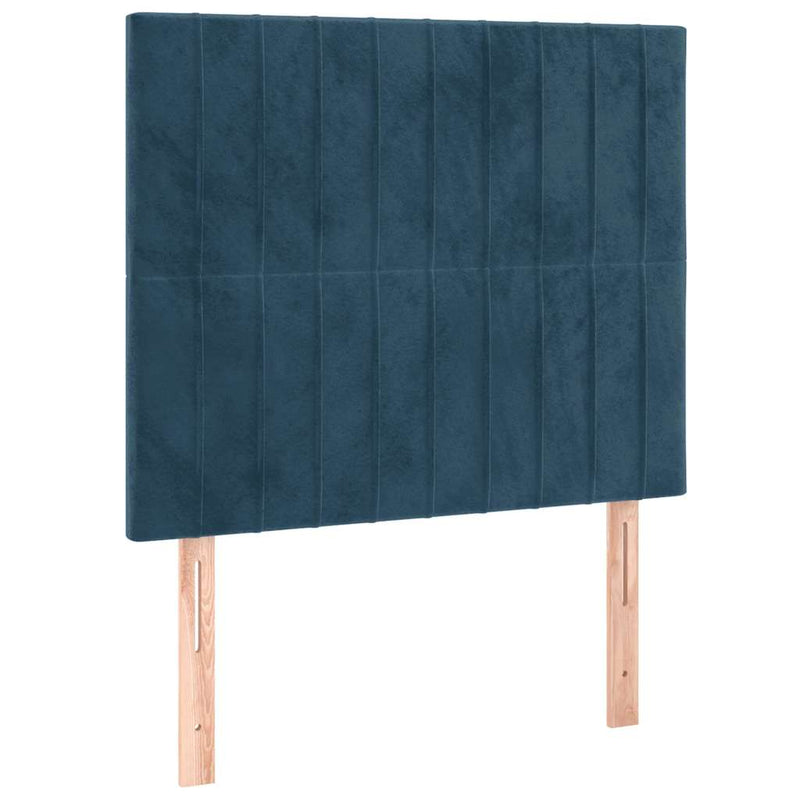 Pat box spring cu saltea, albastru închis, 90x190 cm, catifea