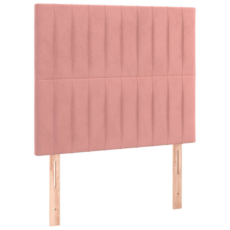 Pat box spring cu saltea, roz, 90x200 cm, catifea