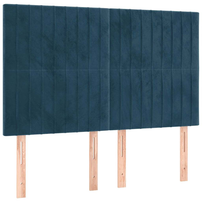 Pat box spring cu saltea, albastru închis, 140x190 cm, catifea