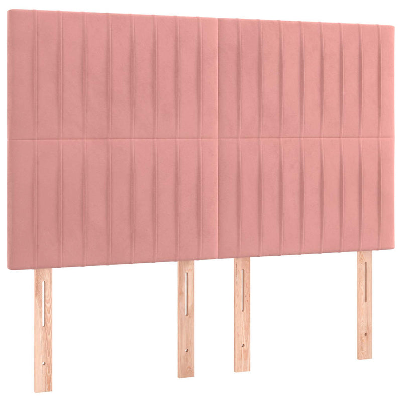 Pat box spring cu saltea, roz, 140x190 cm, catifea