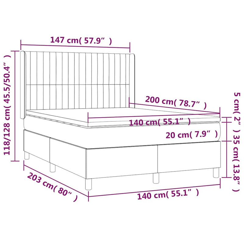 Pat box spring cu saltea, albastru închis, 140x200 cm, catifea