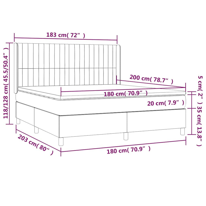 Pat box spring cu saltea, roz, 180x200 cm, catifea