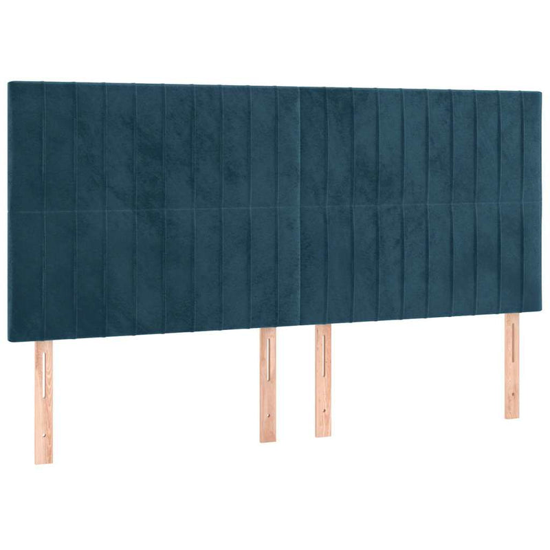 Pat box spring cu saltea, albastru închis, 200x200 cm, catifea