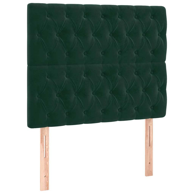 Pat box spring cu saltea, verde închis, 90x190 cm, catifea