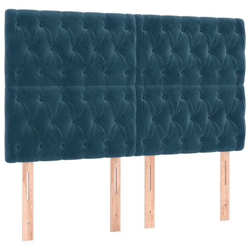 Pat box spring cu saltea, albastru închis, 140x200 cm, catifea