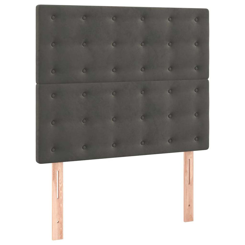 Pat box spring cu saltea, gri închis, 80x200 cm, catifea