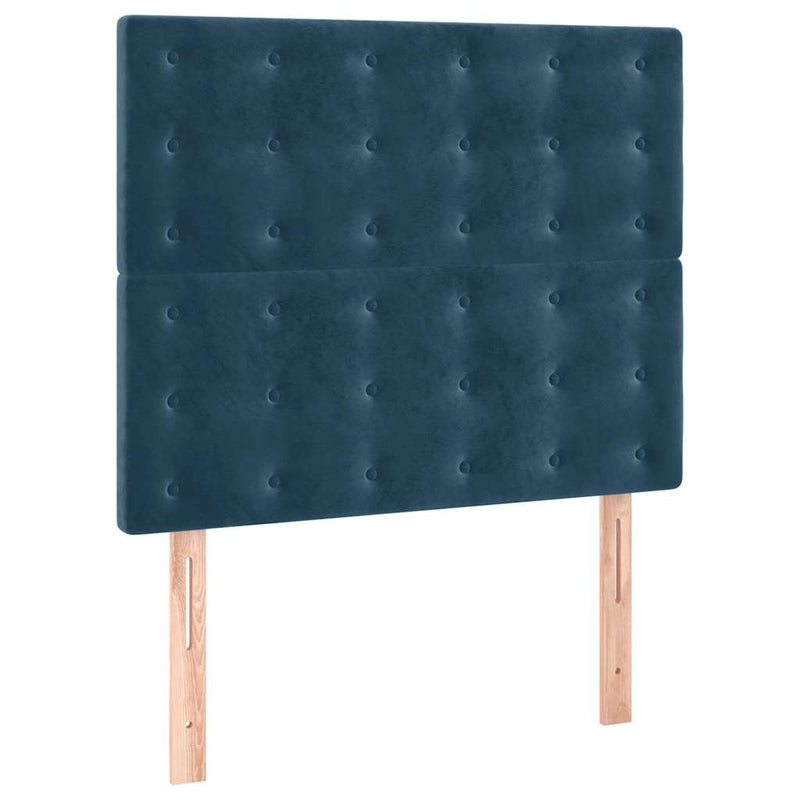 Pat box spring cu saltea, albastru închis, 80x200 cm, catifea
