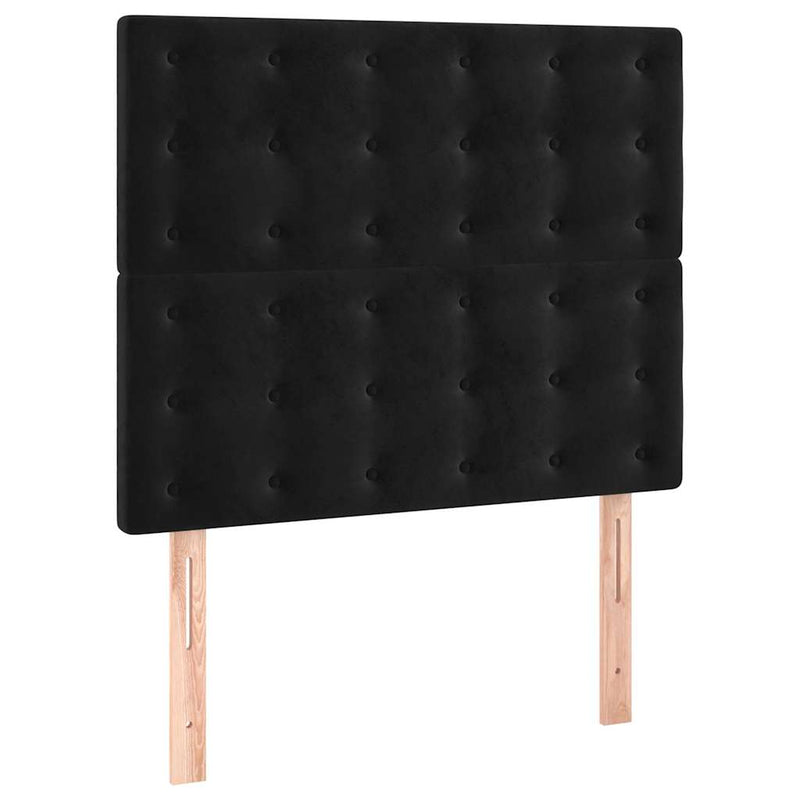 Pat box spring cu saltea, negru, 90x200 cm, catifea
