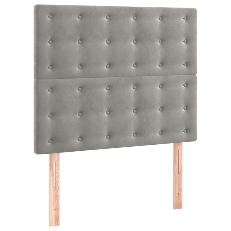 Pat box spring cu saltea, gri deschis, 100x200 cm, catifea