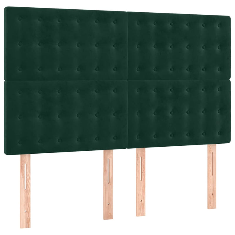 Pat box spring cu saltea, verde închis, 140x190 cm, catifea