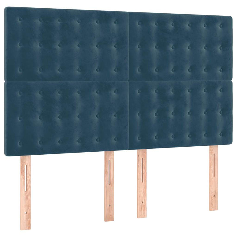 Pat box spring cu saltea, albastru închis, 140x200 cm, catifea