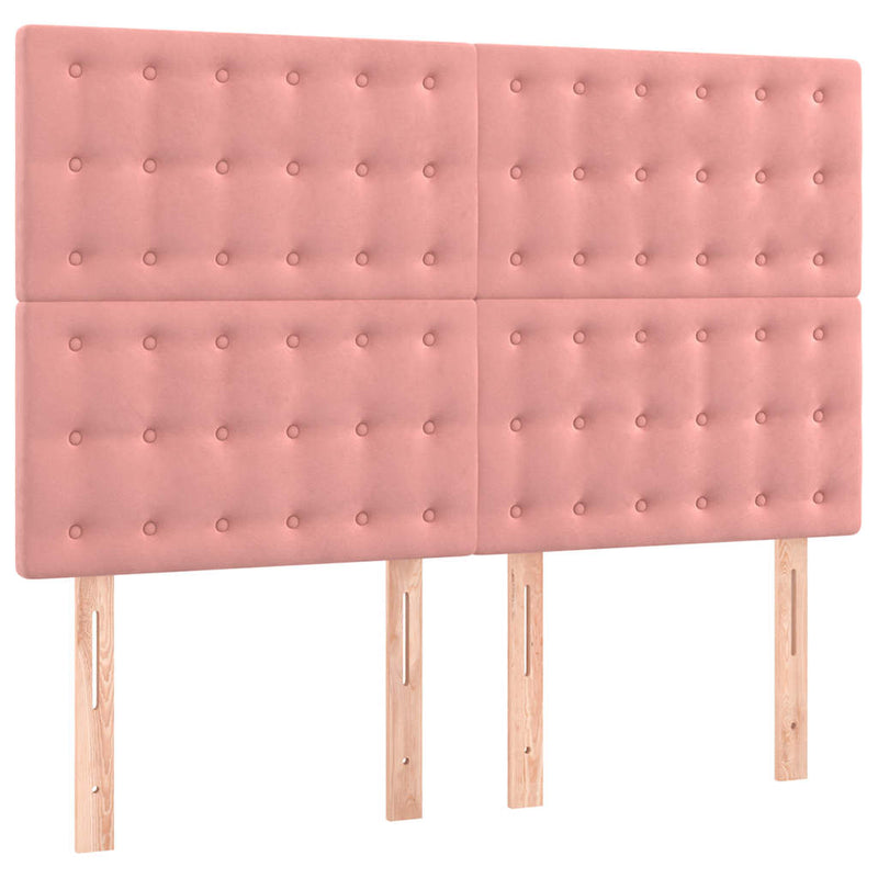 Pat box spring cu saltea, roz, 140x200 cm, catifea