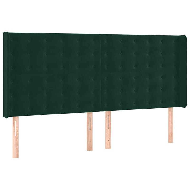 Pat box spring cu saltea, verde închis, 200x200 cm, catifea