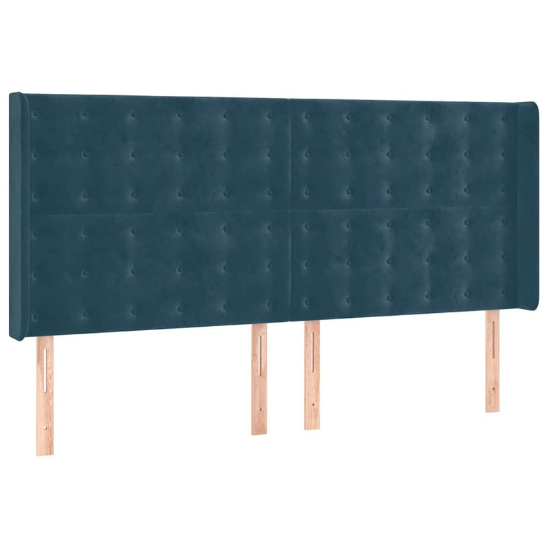 Pat box spring cu saltea, albastru închis, 200x200 cm, catifea