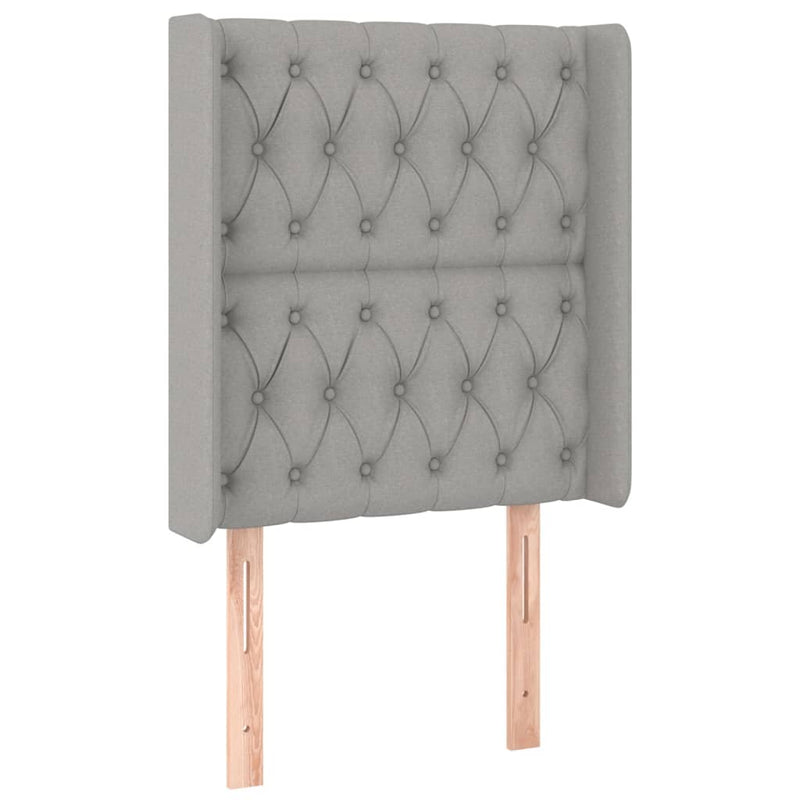 Pat cu arcuri, saltea și LED, gri deschis, 80x200 cm, textil