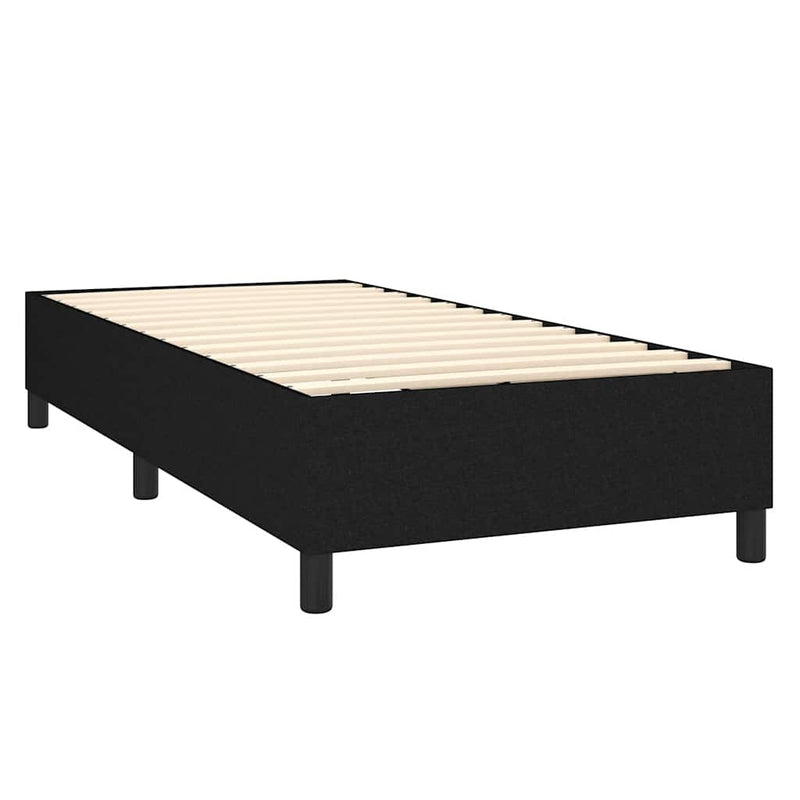Pat cu arcuri, saltea și LED, negru, 90x190 cm, textil