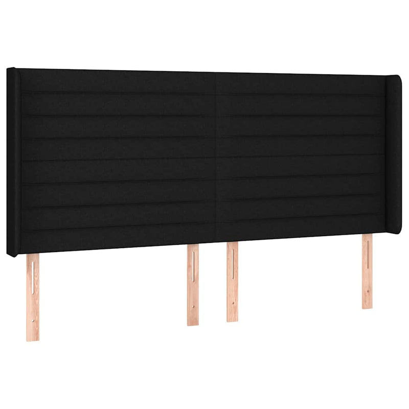 Pat cu arcuri, saltea și LED, negru, 160x200 cm, textil