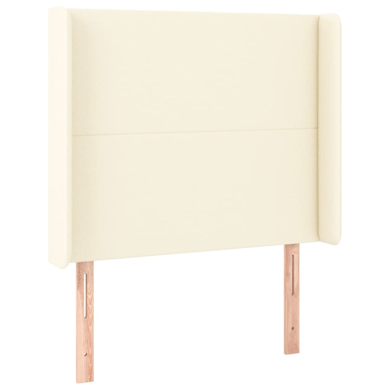 Pat continental cu saltea și LED, crem, 80x200 cm, piele eco