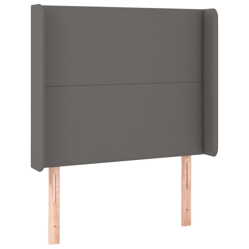Pat continental cu saltea și LED, gri, 80x200 cm, piele eco