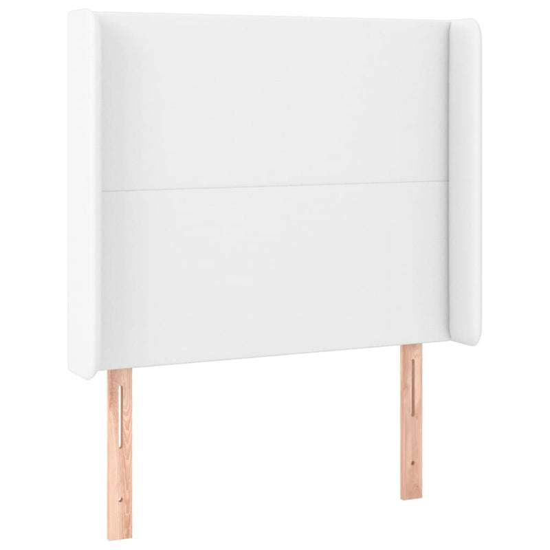 Pat cu arcuri, cu saltea și LED, alb, 100x200 cm, piele eco