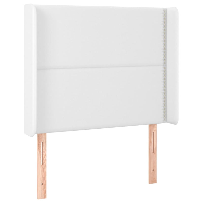 Pat cu arcuri, cu saltea și LED, alb, 100x200 cm, piele eco