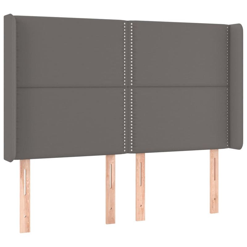 Pat cu arcuri, saltea și LED, gri, 140x200 cm, piele eco