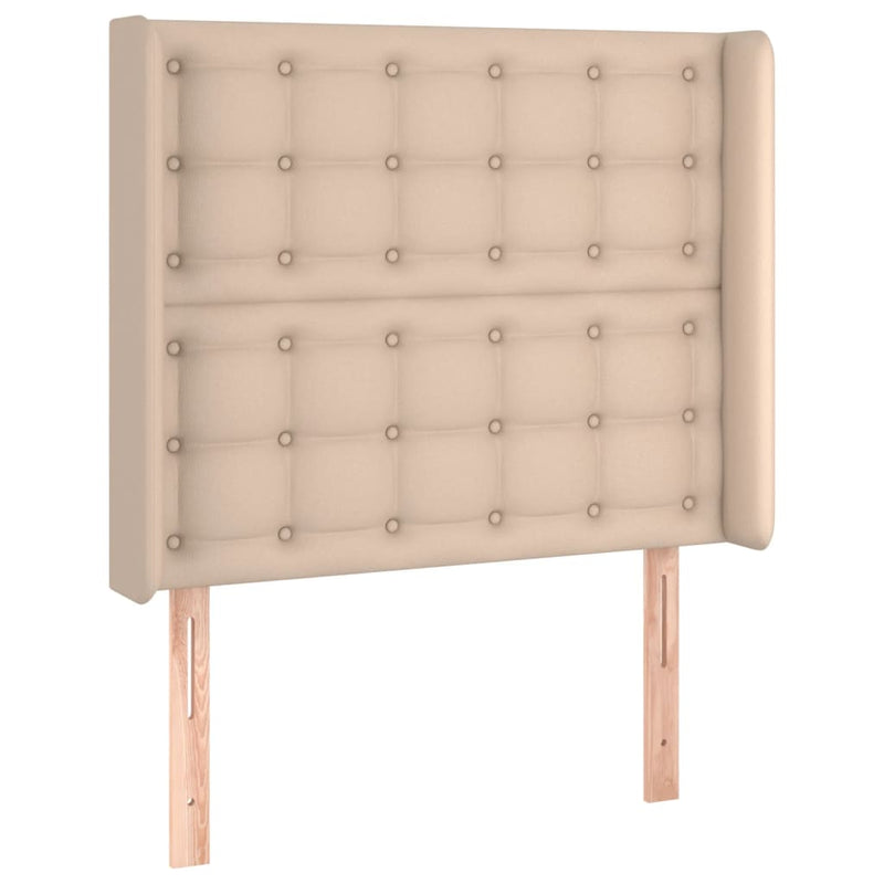 Pat cu arcuri, cu saltea și LED cappuccino 90x190 cm, piele eco