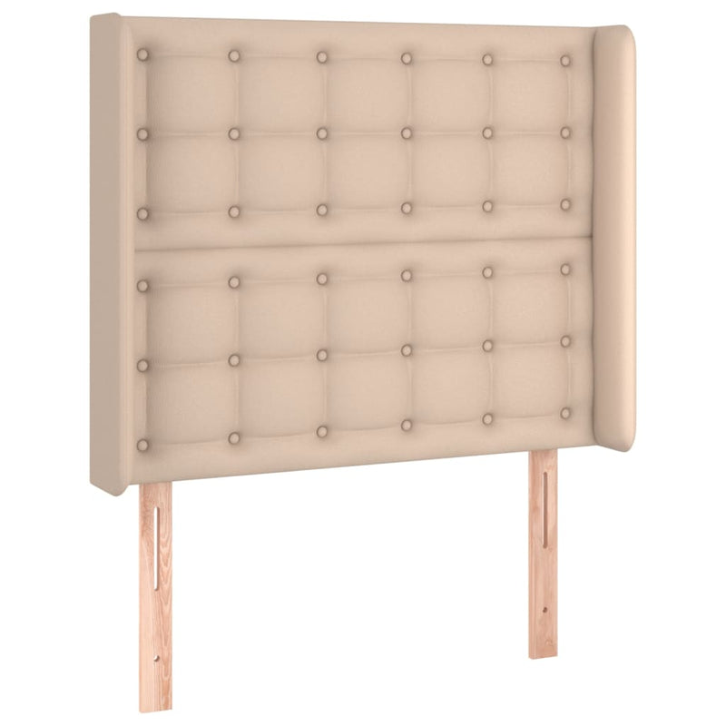 Pat cu arcuri, cu saltea și LED, cappuccino 90x200 cm piele eco
