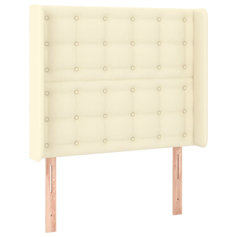 Pat cu arcuri, saltea și LED, crem, 100x200 cm, piele ecologică