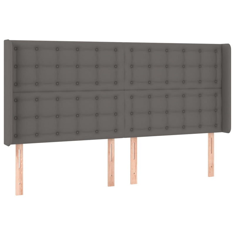 Pat cu arcuri, saltea și LED, gri, 160x200 cm, piele ecologică