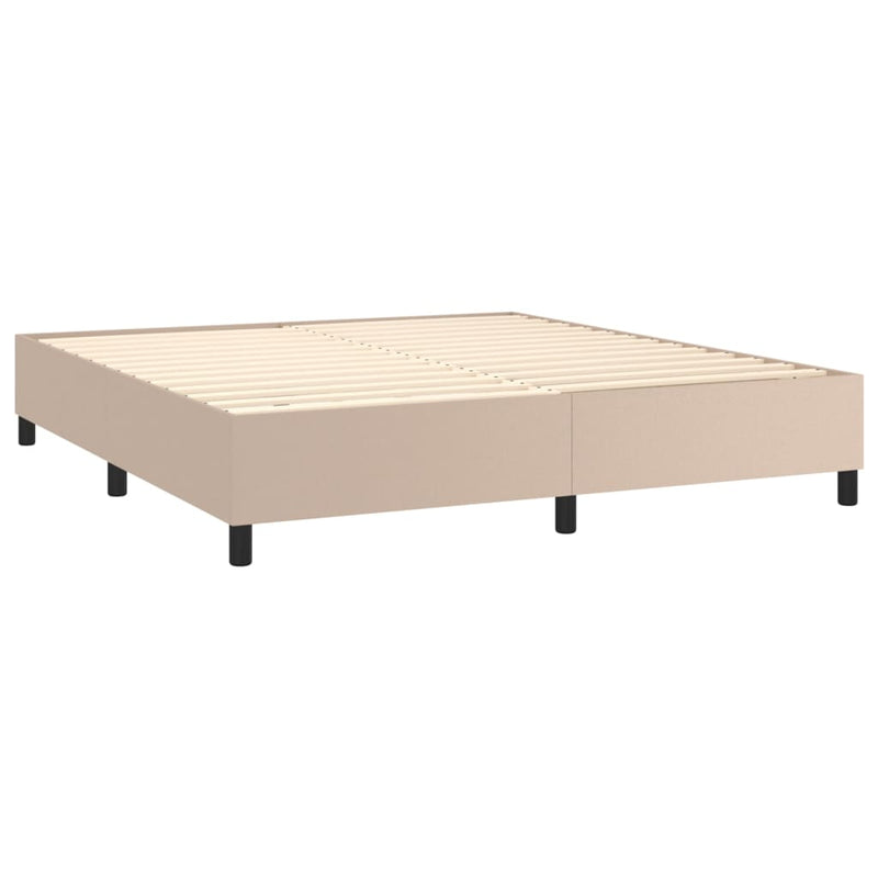 Pat cu arcuri, cu saltea și LED, cappuccino 160x200cm piele eco