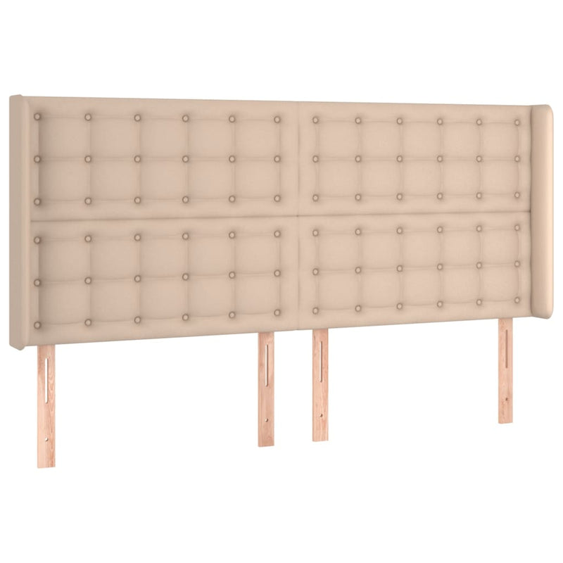 Pat cu arcuri, cu saltea și LED, cappuccino 160x200cm piele eco