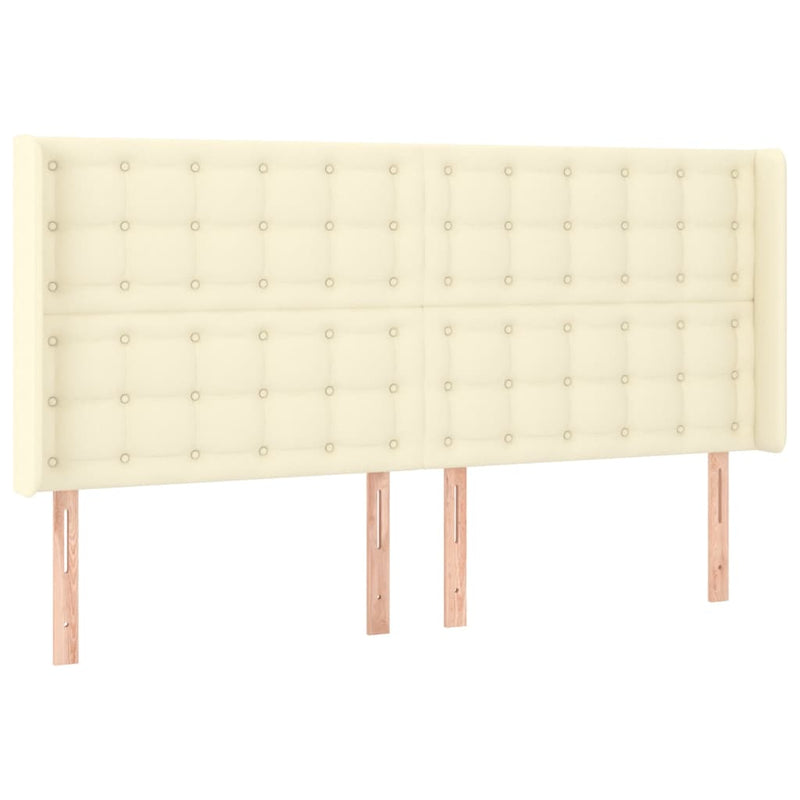 Pat cu arcuri, saltea și LED, crem, 200x200 cm, piele ecologică