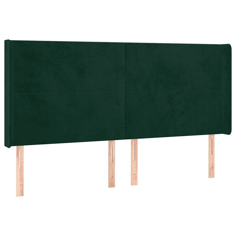 Pat cu arcuri, saltea și LED, verde închis, 180x200 cm, catifea