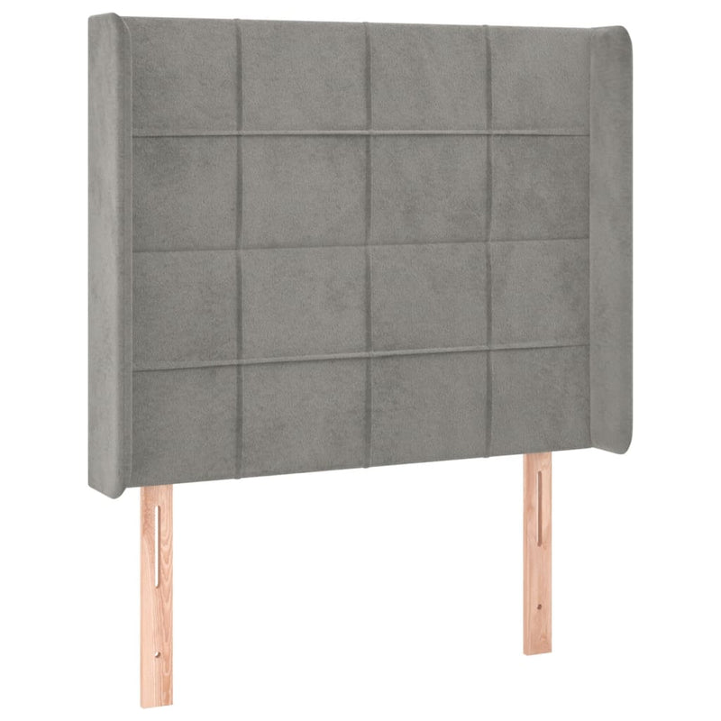 Pat cu arcuri, cu saltea & LED, gri deschis, 80x200 cm, catifea