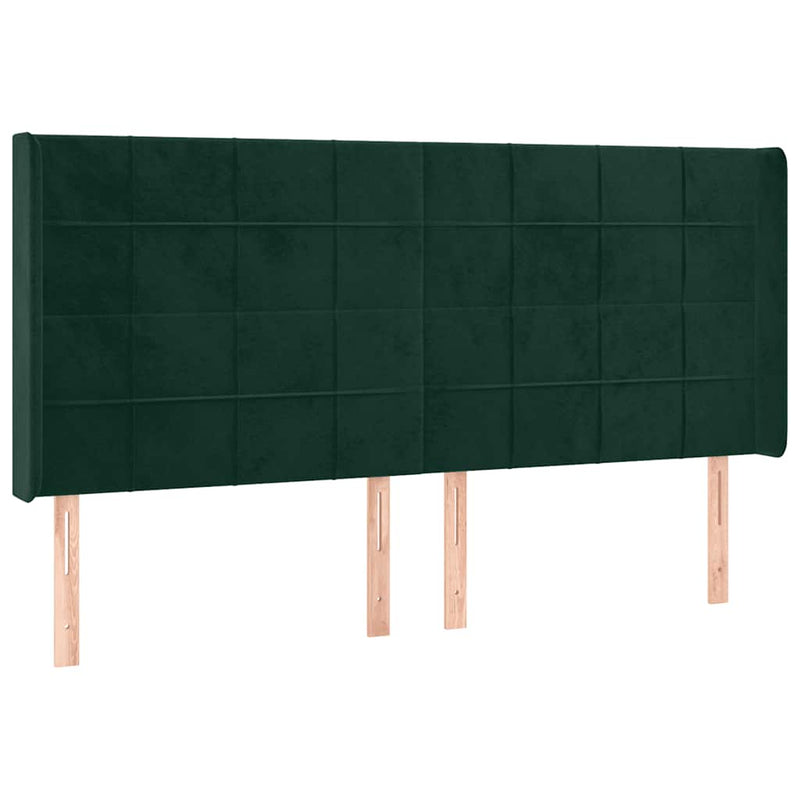 Pat cu arcuri, saltea și LED, verde închis, 180x200 cm, catifea