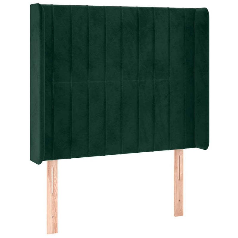 Pat continental cu saltea și LED verde închis 80x200 cm catifea