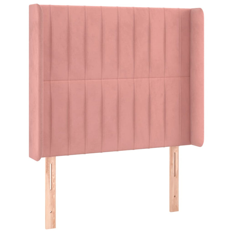 Pat continental cu saltea & LED, roz, 80x200 cm, catifea