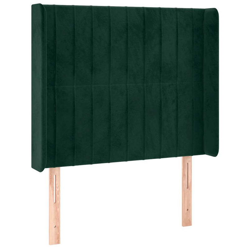 Pat cu arcuri, saltea și LED, verde închis, 100x200 cm, catifea