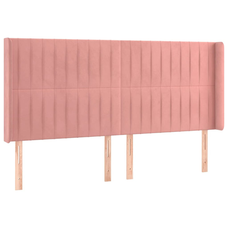 Pat continental cu saltea & LED, roz, 120x200 cm, catifea